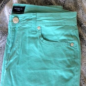 turquoise pants